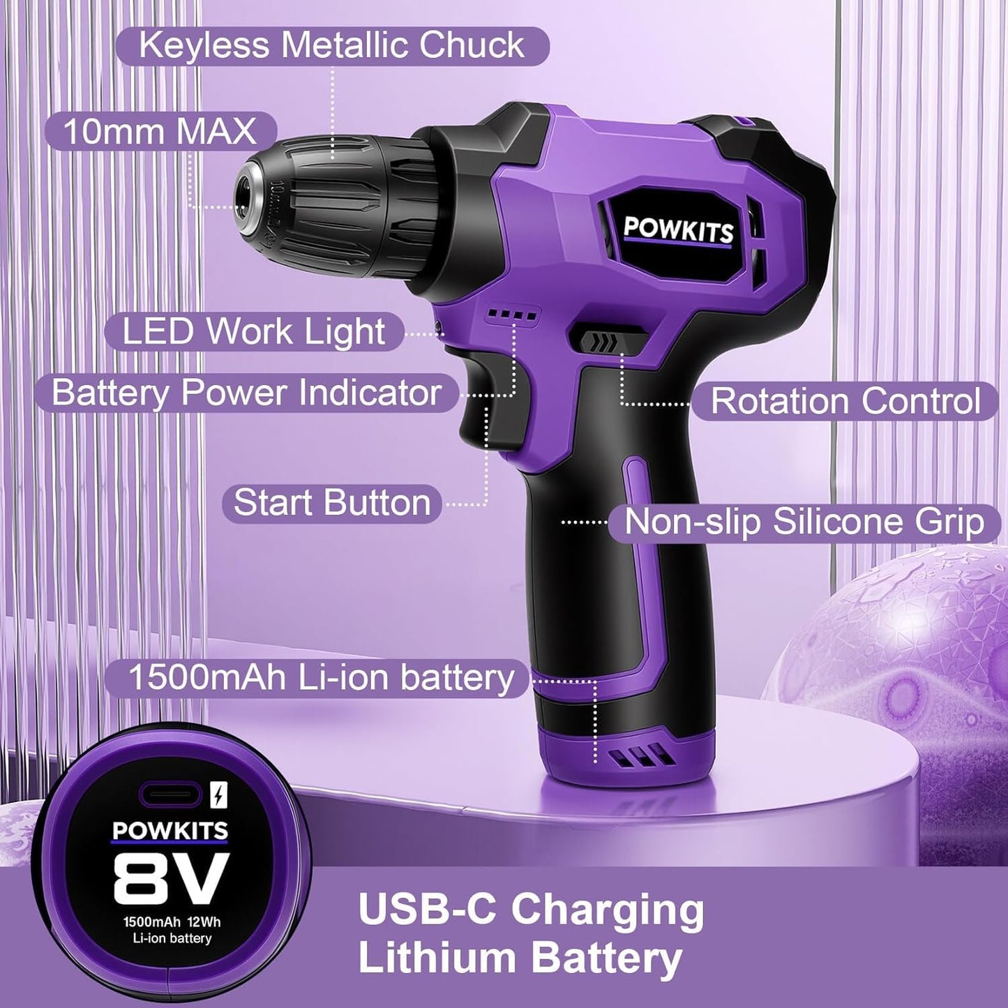 Cordless Drill Tool Set: 12V Power Drill Tool Kit with Battery & Charger, 25+1 Torque Setting, Portable Household Basic Drills Case for Men & Women, 2-Speed Electric Drill Set, 142 Piece, Green