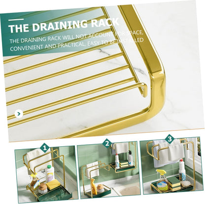 PRETYZOOM Punch Wall Mounted Duster Cloth Rack Multi Functional Kitchen Storage Accessory for Sponges Detergents and Cleaning Tools Space Saving Design Easy Installation