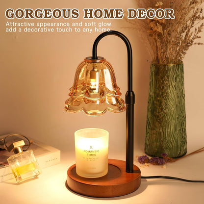 Funistree Flower Candle Warmer Lamp with Timer & Dimmer, Adjustable Height Candle Warmer, Christmas Birthday Gifts for Women Mom, House Warming New Home Decor, Wax Warmer with 2 Bulbs for Jar Candles