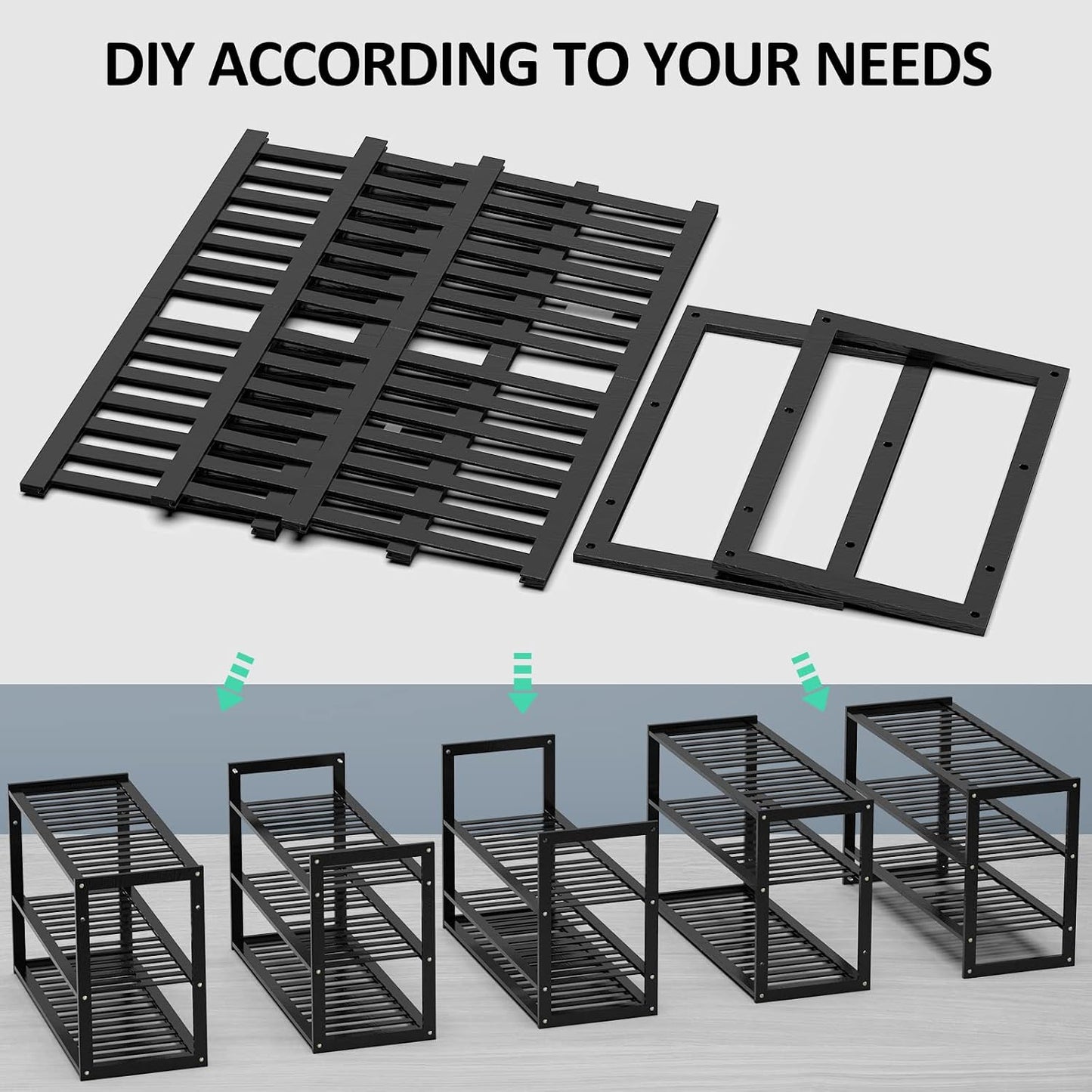 Jripae 5 Tier 32.5*10.5*30.3in Bamboo Shoe Rack for Closet Entryway Bedroom | Stackable Shoe Shelf Holder for Men/Women Hallway/Garage, Bookshelf, Flower Rack, Home Space Saving
