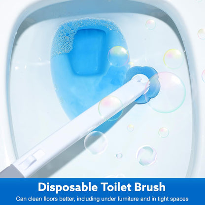 wlich Disposable Toilet Brush with 48 Refills, Bowl Toilet Brush with Wall Mounted Holder, Toilet Bowl Brush Set with Wand and Storage Box for Bathroom Cleaning