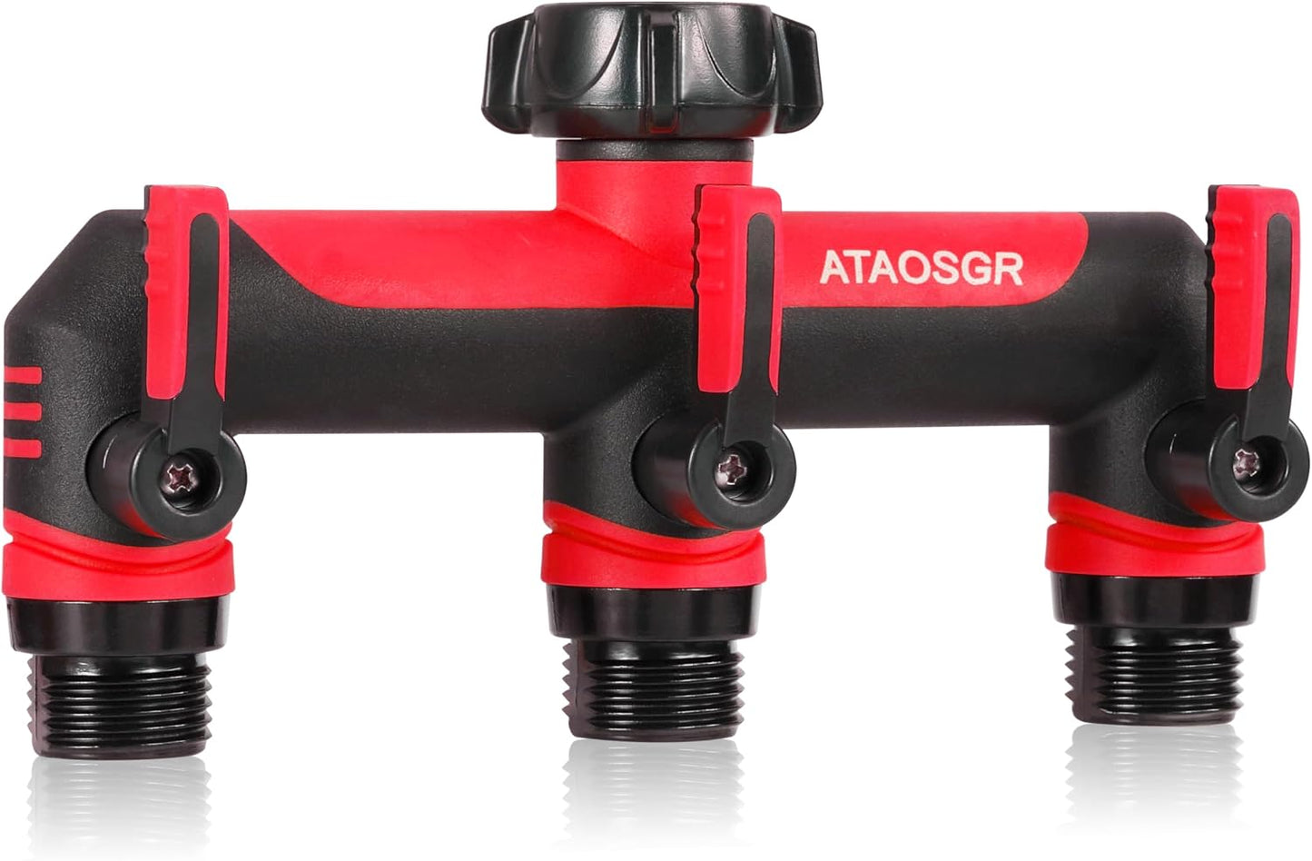ATAOSGRGarden Hose Splitter 3 Way, 3/4" Outdoor Faucet Splitter, Tap Connector with On/Off Valves and Extended Handle, Tap Adapter Garden Hose Connector for Garden Outdoor Home - Greens