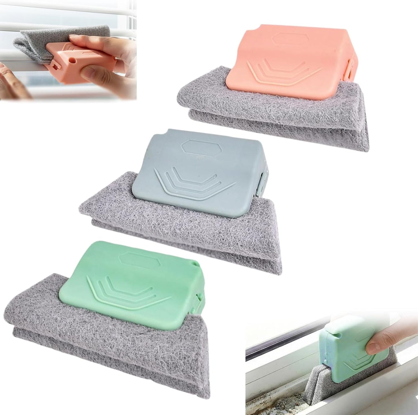 Magic Window Track Cleaner, 2026 New Handheld Window Groove Cleaning Brush Tool Set, Cleaner Brushes for Window lides Gaps Tile Lines Shutter Slats Car Vents & Narrow Gaps (3, Gray)