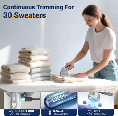 DBC Fabric Shaver & Lint Remover for Clothes, Sweaters & Furniture - 6-Leaf Blade, 3 Speeds, 2H Runtime, Portable Design Perfect for Travel, Includes 2 Extra Blades