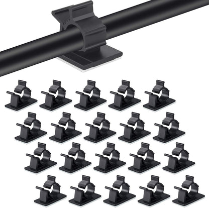 Viaky 30 Pcs Black Cable Wire Clips Adjustable Nylon Wire Holder Adhesive Cable Management Suitable for Maximum Diameter 0.6 inch (15.4mm) Cables