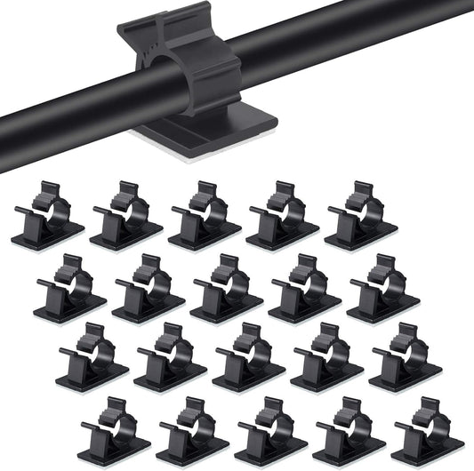 Viaky 30 Pcs Black Cable Wire Clips Adjustable Nylon Wire Holder Adhesive Cable Management Suitable for Maximum Diameter 0.6 inch (15.4mm) Cables