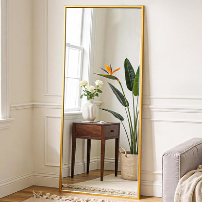 OLIXIS 64"x 21.5" Arched Mirror Full Length, Full Body Mirror with Stand, Hanging or Leaning for Wall, Floor Standing with Shatter-Proof Glass for Bedroom, Living Room, Long, Black