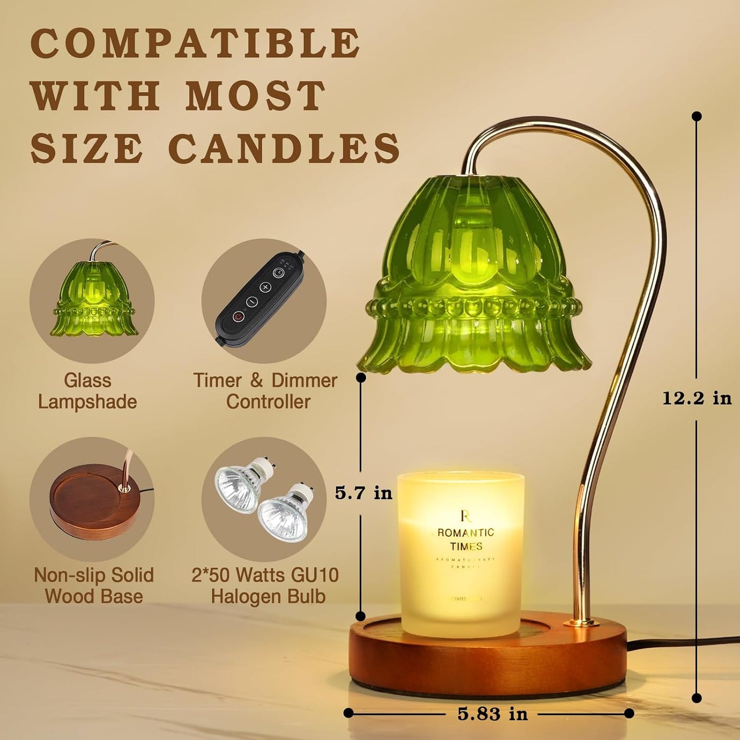 Funistree Flower Candle Warmer Lamp with Timer, Dimmable Candle Lamp Warmer, Christmas Birthday Gifts for Women Mom Her, Housewarming Home Decor, Lotus Wax Warmer for Yankee Candles - Lily Amber