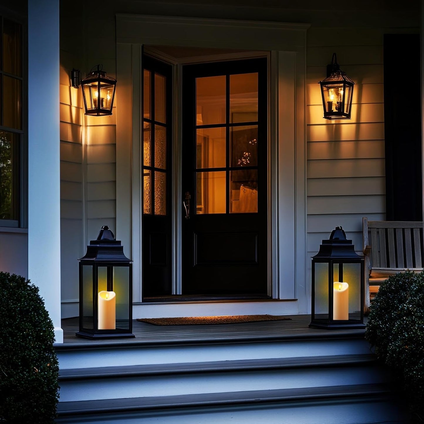 Amagic IP65 Waterproof Outdoor Flameless Candles with Remote, LED Candles Battery Operated with Timer, Flickering Fake Pillar Candle for Outside Patio Yard Decor, Ivory, Set of 5, D3 X H4 5" 6" 8" 8"