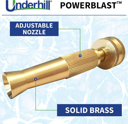 Underhill PowerBlast Super Sweeper 6-Inch Garden Water Hose Nozzle, Sprayer, Jet, 7 GPM 80 PSI, 3/4-Inch Thread Inlet, Heavy-Duty Adjustable, SN6-75