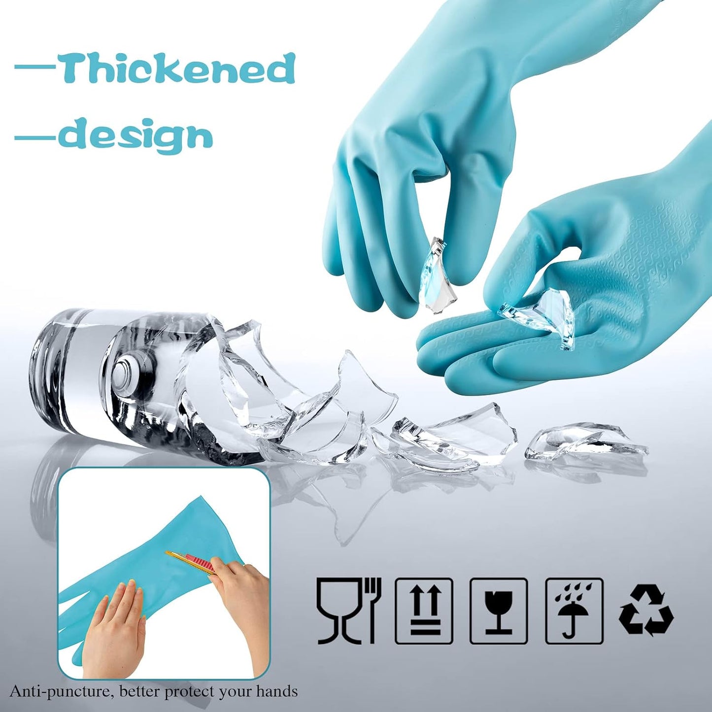 Rubber Reusable Gloves Long Household Dishwashing Gloves Kitchen Cleaning for Dishes Clean Gardening