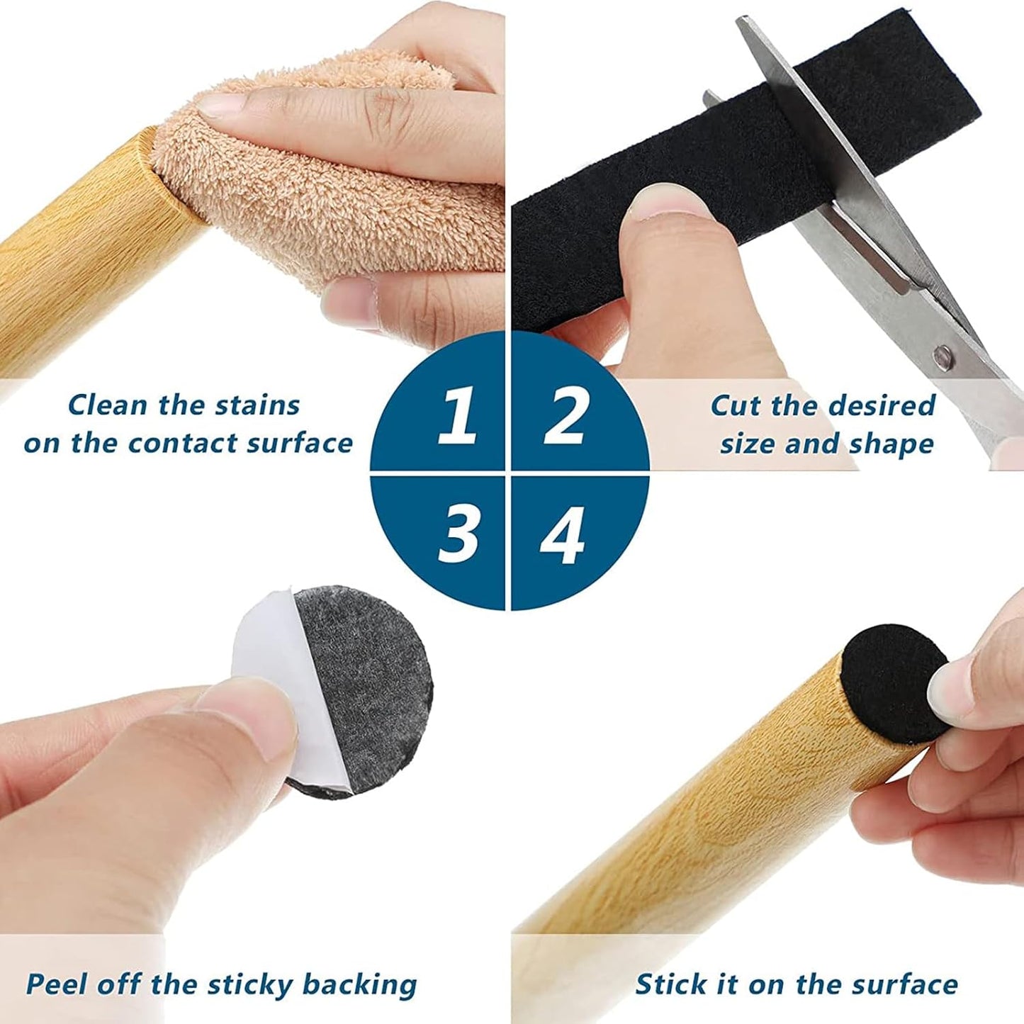 Felt Furniture Pads, 3 Rolls Furniture Felt Pads Hardwood Floor Wall Protectors Non Slip Self Adhesive Cuttable Black Strip Tape Floor Protectors for Table Chair Bed Sofa Legs