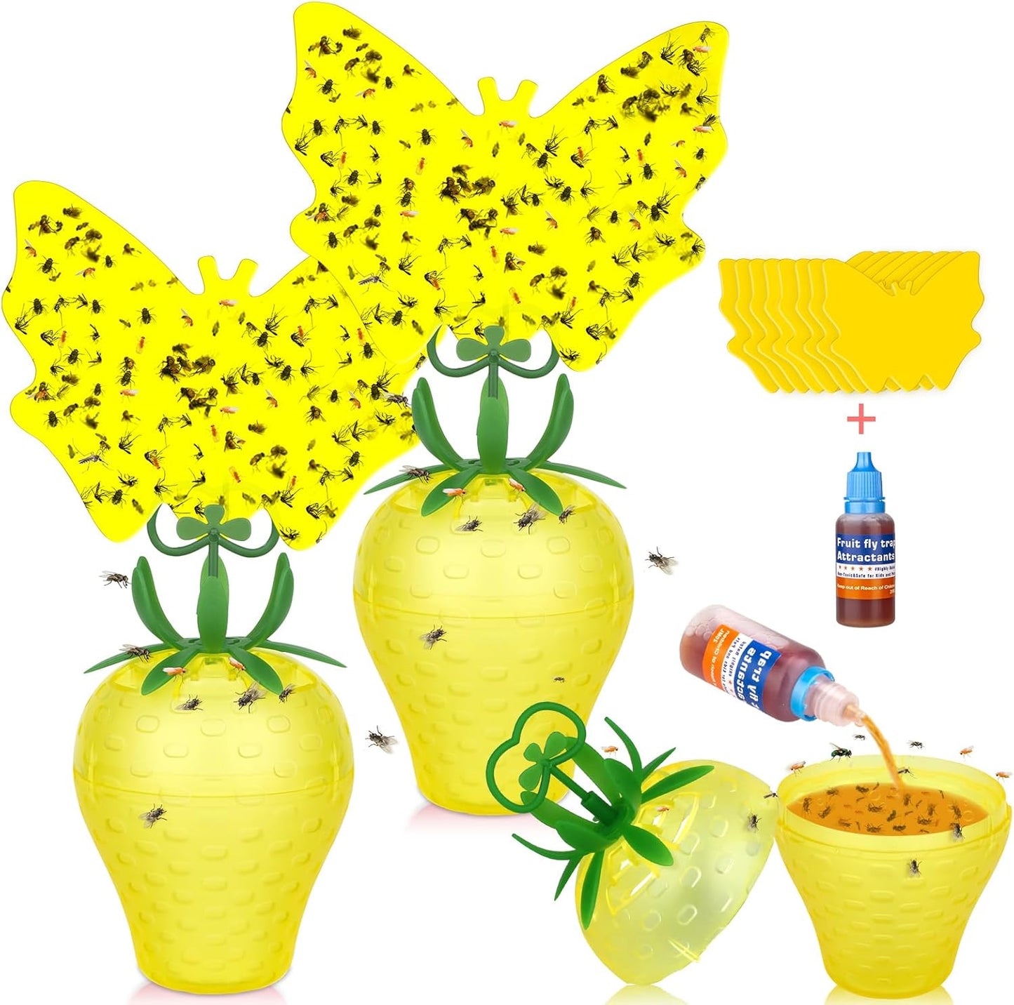 Fruit Fly Traps for Indoors, Gnat Killer Pet&People Safe, Effective Fruit Flies Catcher for Mosquitoes, Gnats, Moths, Durable Flying Insect Trap with Sticky for Home Plants Kitchen Garden
