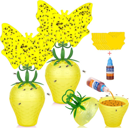 Fruit Fly Traps for Indoors, Gnat Killer Pet&People Safe, Effective Fruit Flies Catcher for Mosquitoes, Gnats, Moths, Durable Flying Insect Trap with Sticky for Home Plants Kitchen Garden