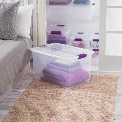 Sterilite 8-Pack 60 Quart ClearView Latch Box, Wheeled Underbed Organizer Bins with Latching Lids - Clear Plastic Organization Containers for Closet, Bedroom, Shelving Units and Everyday Home Storage