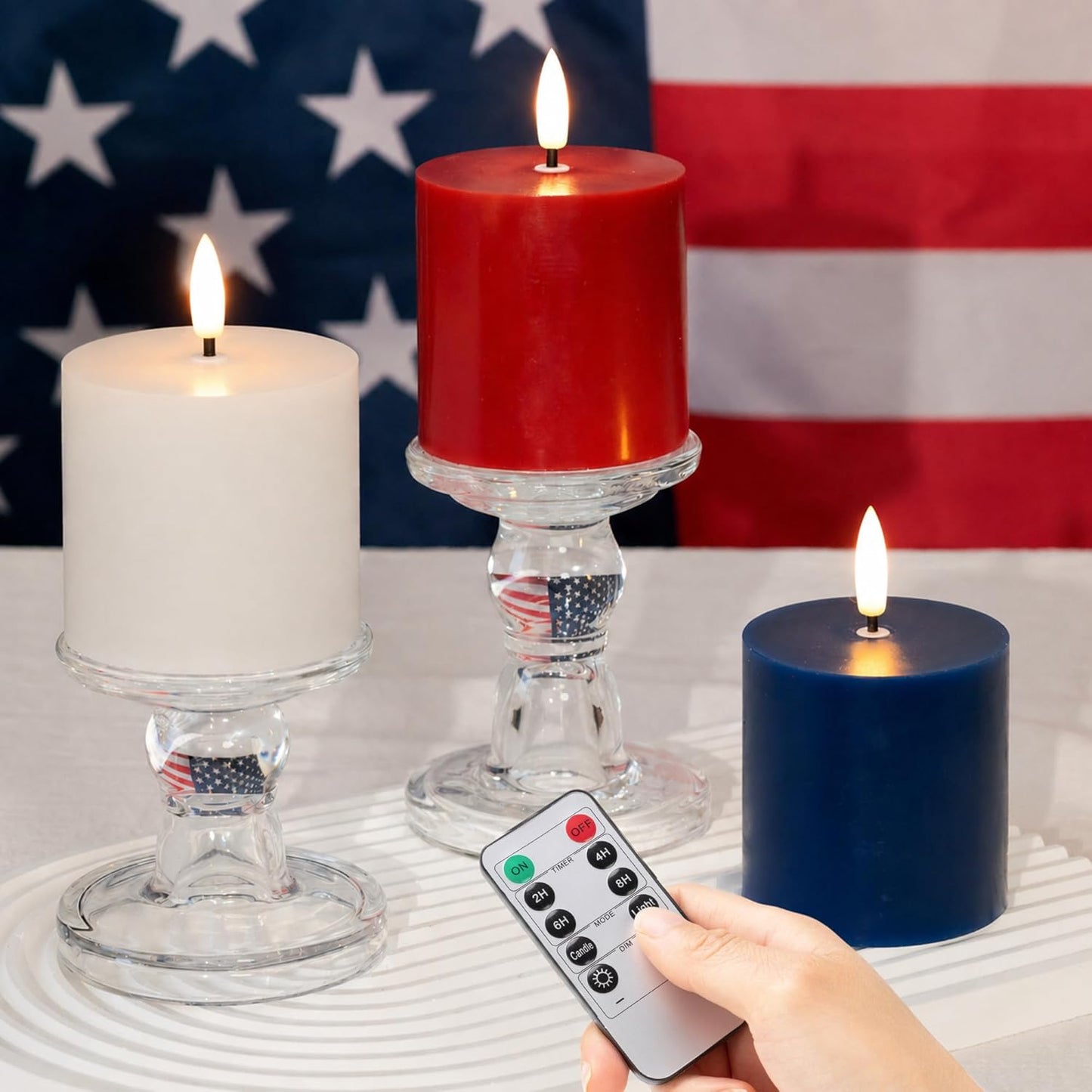 White Flameless Candles Set of 3 (3"x3") Battery Operated LED Pillar Candles with Remote and Timer, Real Wax Flickering Candles for Fireplace Bedroom Living Room Home Decor and Indoor Use