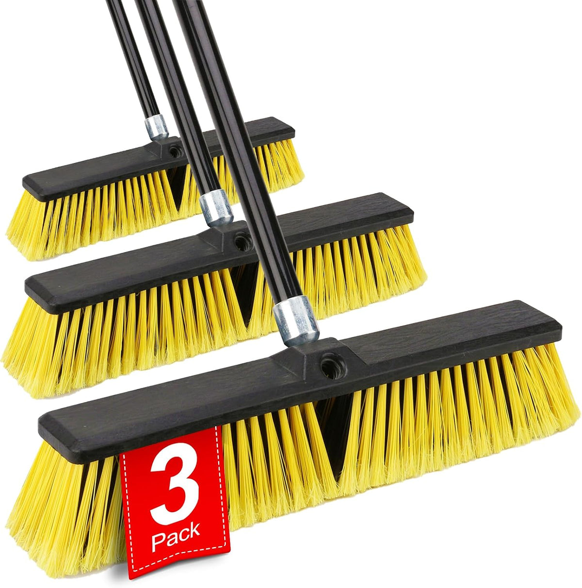 KeFanta 18 Inches Push Broom Outdoor- Heavy Duty Broom with 63" Long Handle for Deck Driveway Garage Yard Patio Warehouse Concrete Floor Cleaning