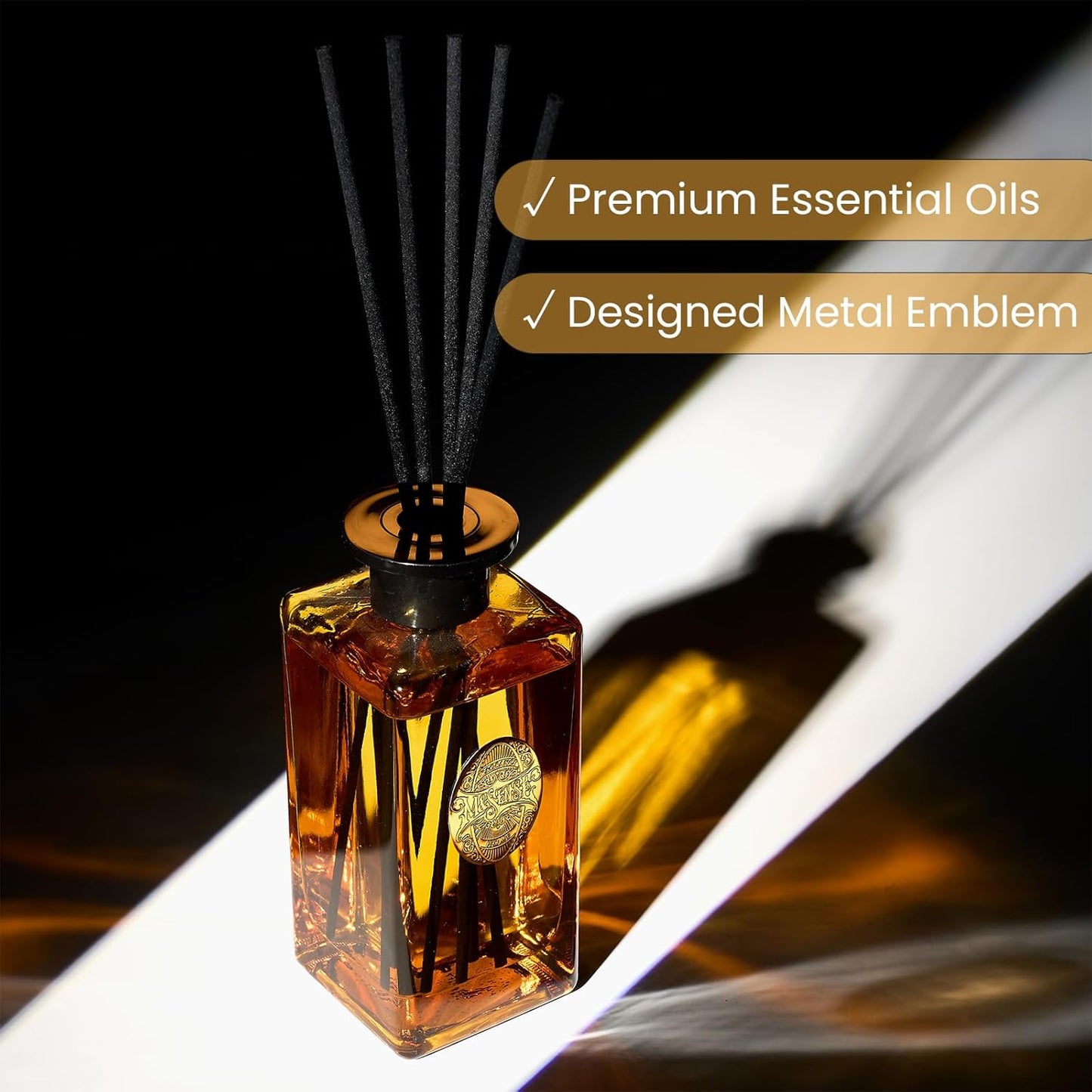 M&SENSE 6.3 oz Large Reed Diffuser Set | Lime+Basil Scent Oil Diffuser with Sticks | Hotel Collection Non-Toxic Home Fragrance |for Bedroom Bathroom Living Room - Colors B