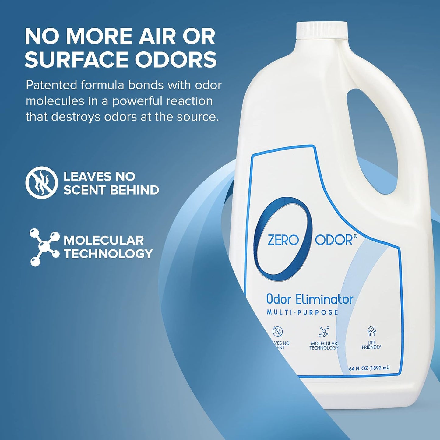 Zero Odor – Multi-Purpose Odor Eliminator - Air & Surface Odor – Patented Technology for Bathroom, Kitchen, Fabric, Closet- Smell Great Again, 16oz
