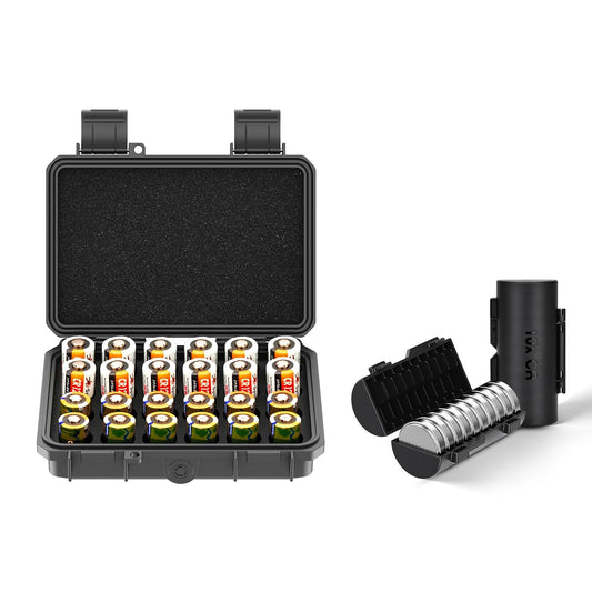 KIWIFOTOS 24xCR2 CR123 + 20x Coin Cell Battery Case Organizer, Holds CR2/CR123/CR123A/CR2032/CR2025/CR2016 Coin Cell Batteries, Battery Not Included