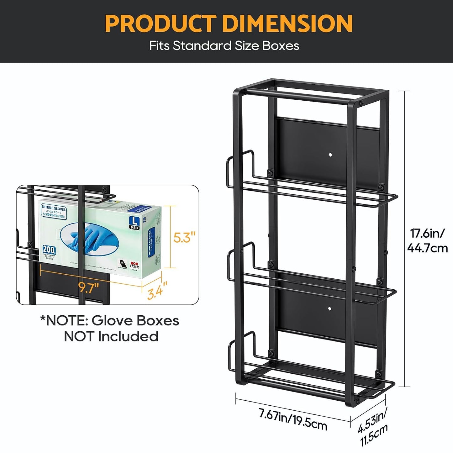 THYGIFTREE Magnetic Glove Holder for 2 Boxes, Wall Mount Metal Rubber Latex Disposable Gloves Tissue Dispenser for Toolbox Garage Workshop Kitchen Fridge
