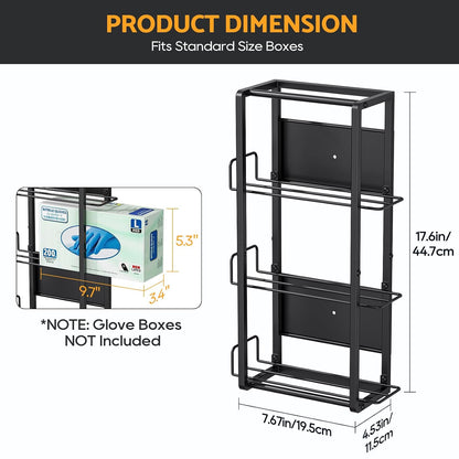 THYGIFTREE Magnetic Glove Holder for 2 Boxes, Wall Mount Metal Rubber Latex Disposable Gloves Tissue Dispenser for Toolbox Garage Workshop Kitchen Fridge