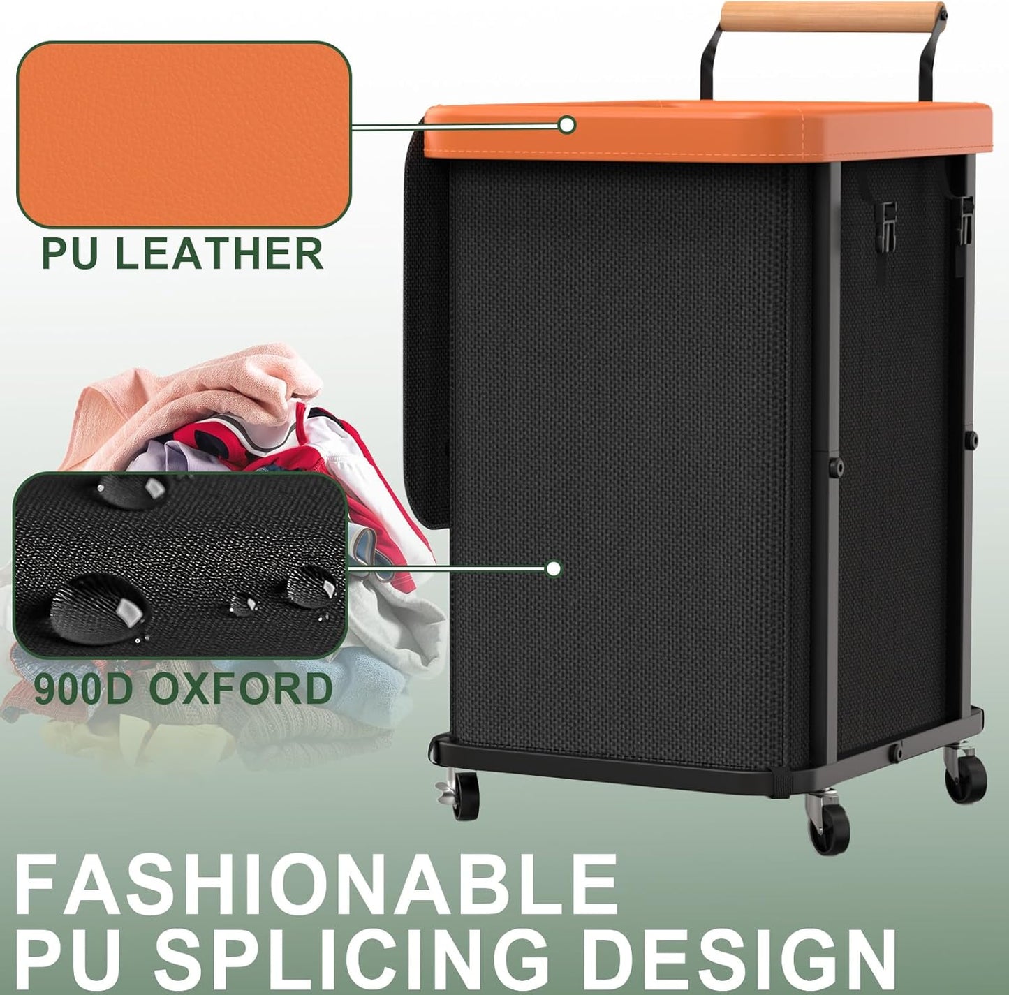 230L (60 Gal) Extra Large Fashion Laundry Sorter 3 Section with Lid, Rolling Laundry Basket Hamper with Handle, Laundry Organizer Storage Cart with Sturdy Metal Frame for Laundry Room, Hotel, White