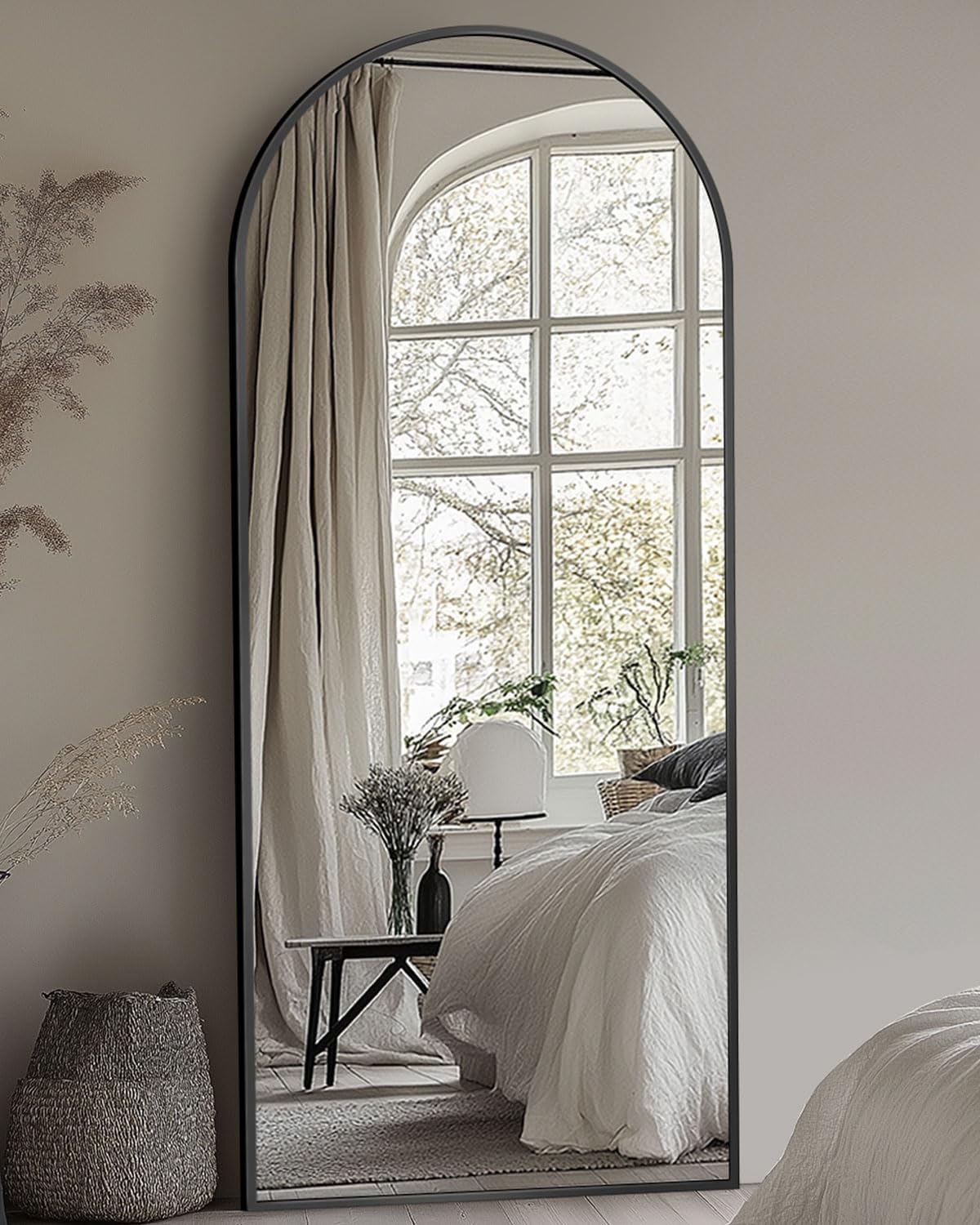 Full Length Mirror with Stand, 71"x28" Arched Full Body Large Stand Up Aluminum Frame Floor Standing Mirror, Freestanding Hanging Leaning Mounted for Bedroom Living Room Entryway Gold
