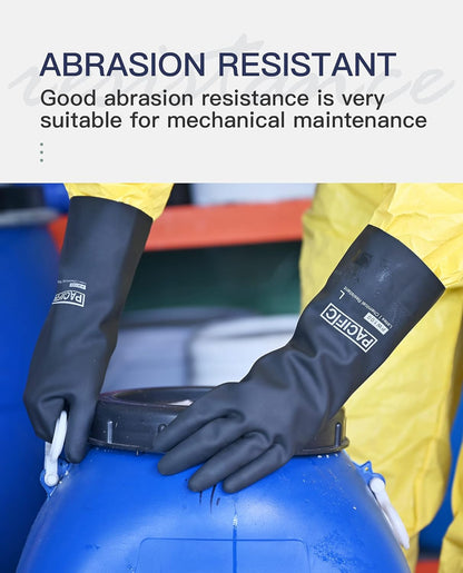 PACIFIC PPE Heavy Duty Latex Chemical Gloves, Strong Acid Resistance Rubber Gloves, Against Alkali and Oil, 22", 1 Pair