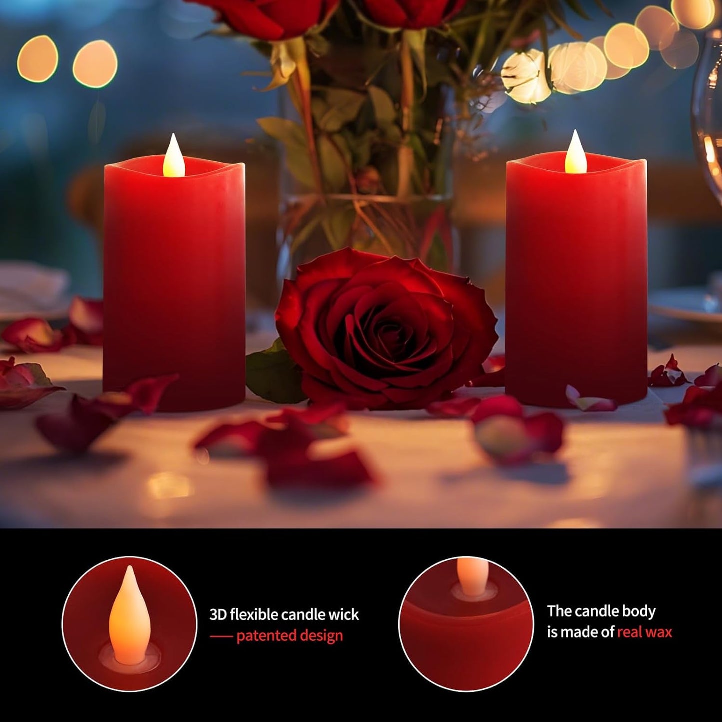 3x3 Flickering Flameless Candles Set of 2, 2AA Battery Life 600 Hours Battery Candles Flickering with Timer,3 inch Flameless Candles with Remote for Indoor/Outdoor, Ivory