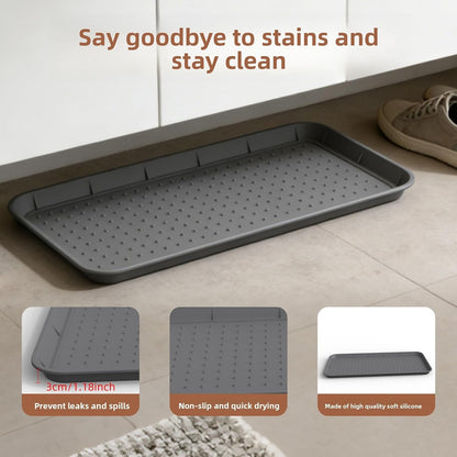 Silicone Boot Tray, 30"x15" Non Slip Shoe Tray for Entryway, Easy to Clean Shoe Mat for Muddy & Wet Shoes Water Proof Rug for Front Door Patio Porch Room (Black)