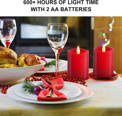 3x4 Flickering Flameless Candles Set of 3,Real Wax Pillar LED Candles,with Timer,4 inch Flameless Candles with Remote,for Party Wedding Holiday Home Decor,Ivory