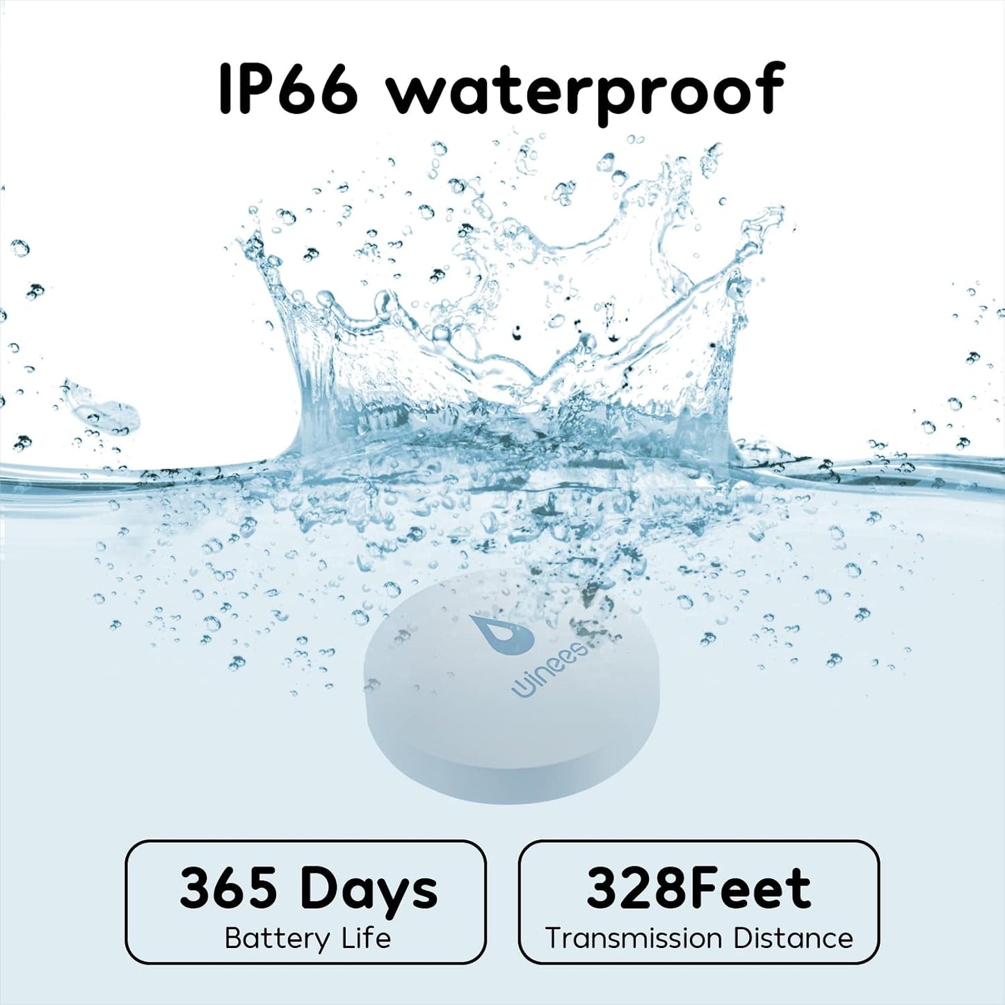 Winees WiFi Water Leak Detector for Home, 3 Pack Water Sensors with 100dB Adjustable Alarm, Leak Alert Email&SMS Notification, 200M Transmission for Basement, Bathroom, Laundry, IFTTT, 2.4G WiFi Only