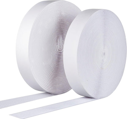 3 Inch x 20 Feet Adhesive Hook and Loop Tape, Nylon Heavy Duty Interlocking Tape, White Self Adhesive Hook and Loop Roll for Screen Window Sofa Cushions Carpet Wall Hanging