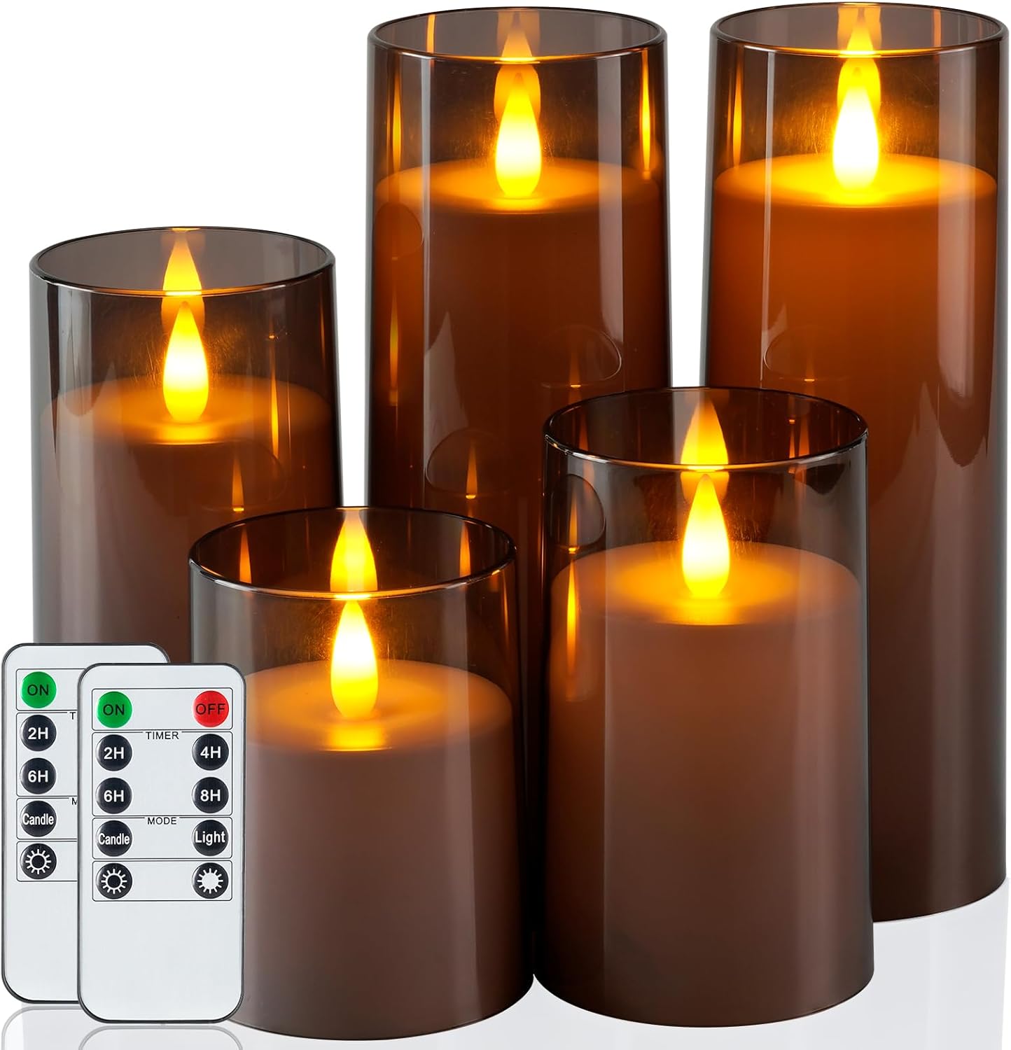 Homemory Realistic Flickering Battery Operated Candles, LED Fake Electric Candle with Remote Control and Timer, Flameless Candles for Home, Christmas Decoration, White, Set of 3