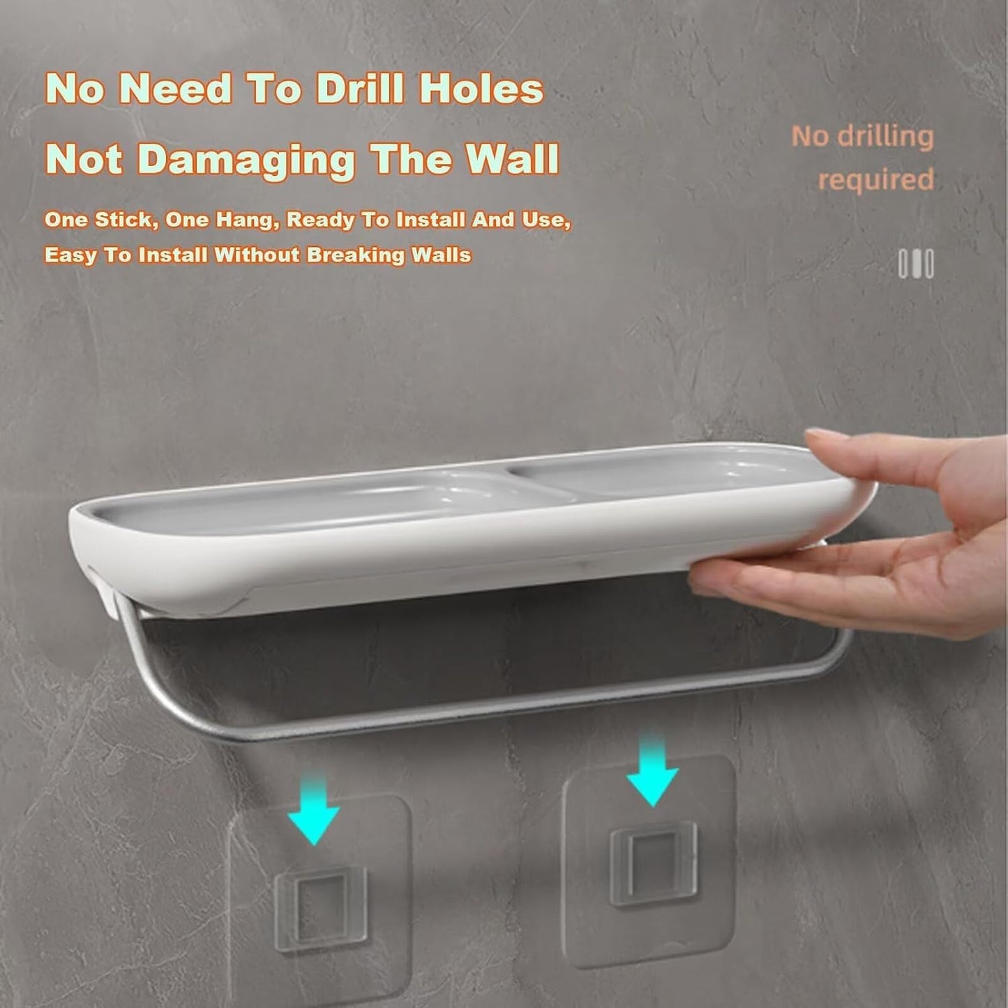 Soap Holder Dish Shower, Bar Soap Holder with Drainage, Self Draining Soap Holder, Wall Mounted Soap Box Tray Container for Bathroom, Bathtub Kitchen Sink (1PC White)
