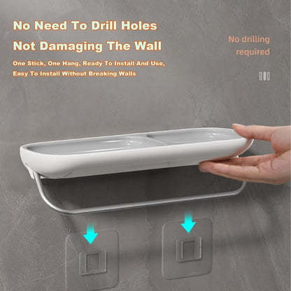 Soap Holder Dish Shower, Bar Soap Holder with Drainage, Self Draining Soap Holder, Wall Mounted Soap Box Tray Container for Bathroom, Bathtub Kitchen Sink (1PC White)