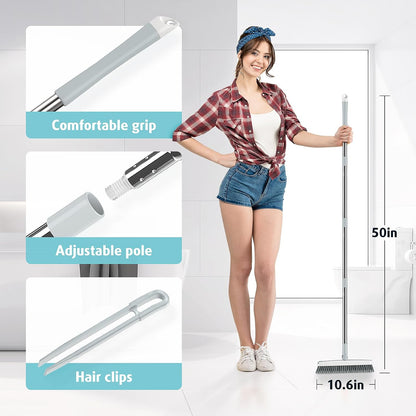 AIR U+ Grout Brush with Long Handle 180° Swivel Scrub Brush with Tweezers to Hair Clip V-Shape Grout Line Scrubber Stiff Bristles for Deep Cleaning Crevice, Tile Line, Shower, Kitchen, Corners
