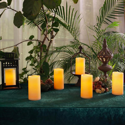 Homemory 3 Pack Flameless Candles, Outdoor Waterproof, Battery Operated LED Pillar Candles with Remote Control and Timer, Plastic, Long Lasting，4”5”6”