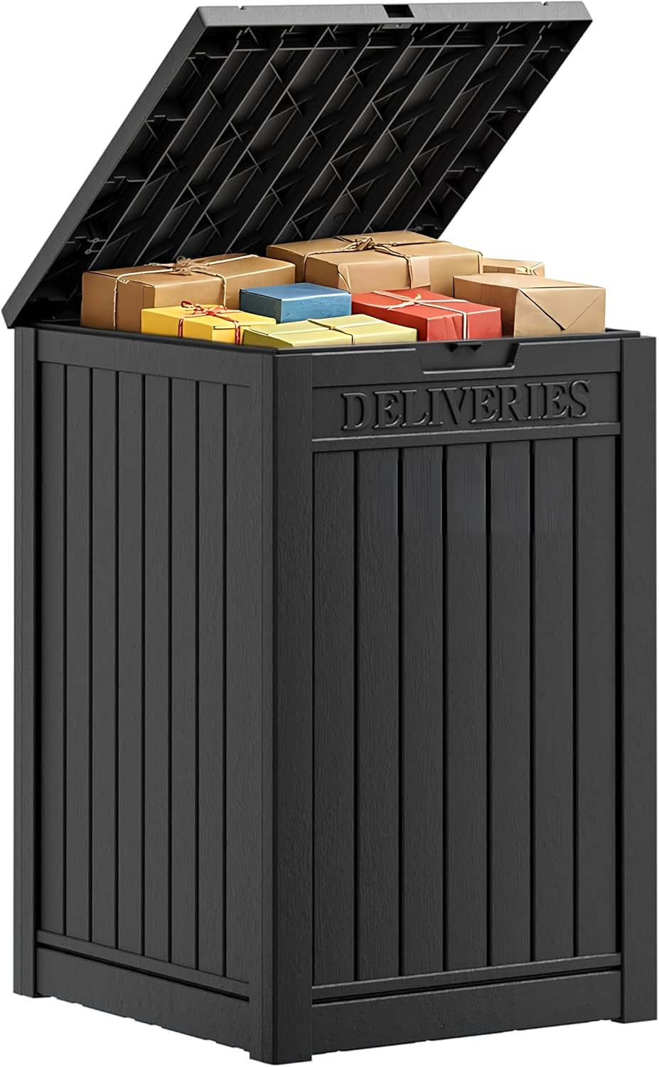 Package Delivery Box, Lockable Resin Outdoor Package, Waterproof Deck Box for Porches, Patios, Indoor & Outdoor Use (70 Gallon, Grey)