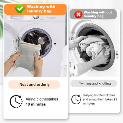 3-piece set extra-large 20×23.6 inch durable organic cotton mesh laundry bags, with sturdy zippers and breathable mesh, perfect for delicate items like underwear, clothes, pants, and socks.