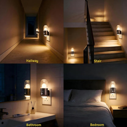 Night Light Plug into Wall with Motion Sensor & Dusk to Dawn Sensor, 3 Color Temperatures,RGB 8 Modes, 5-Level Dimming (20-240 LM) LED Night Light for Bedroom, Hallway, Stairs (White 2pcs)