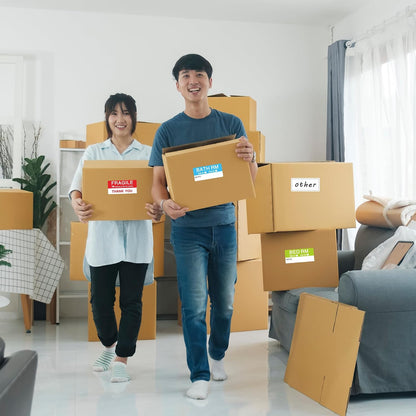120 Pcs Home Moving Stickers Packing Box Color Coding Labels, 5 Different Living Spaces + 1 Blank Label, 6 Colors/Sheet（20 Sheets） 1 5/8 × 3 1/2 Inch