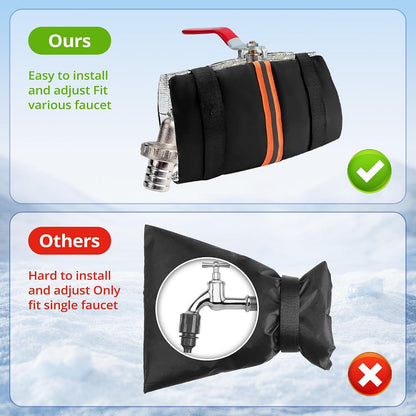 Outdoor Faucet Cover for Winter Freeze Protection with Reflective Strip, Reusable &Waterproof Water Faucet Insulation Wrap for Garden Outside (4PCS Faucets)