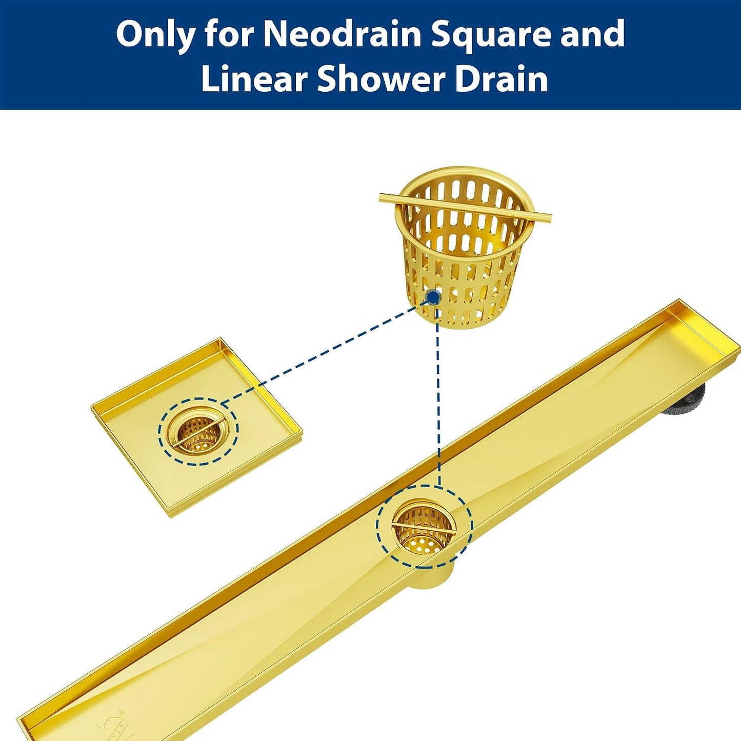 Neodrain Shower Drain Hair Catcher – Stainless Steel Hair & Debris Strainer with Lifting Hook, Hair Trap Filter Basket for Bathroom Drains, Reusable Hair Strainer for Clog-Free Drains