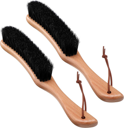 Bokon 2 Pcs Lint Brushes for Clothes with 100% Soft Horse Hair Bristle Beech Wood Handle Natural Reusable Garment Brush Lint Remover for Hat Wool Coats Suits Hat Velvet Furniture Pet Hair Shoe