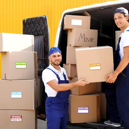 Home Moving Labels, 300 Count Color Coded Moving Labels for Boxes, 3.5"x2" Large Packing Stickers with Writable Areas, Includes Fragile and Blank, Removable