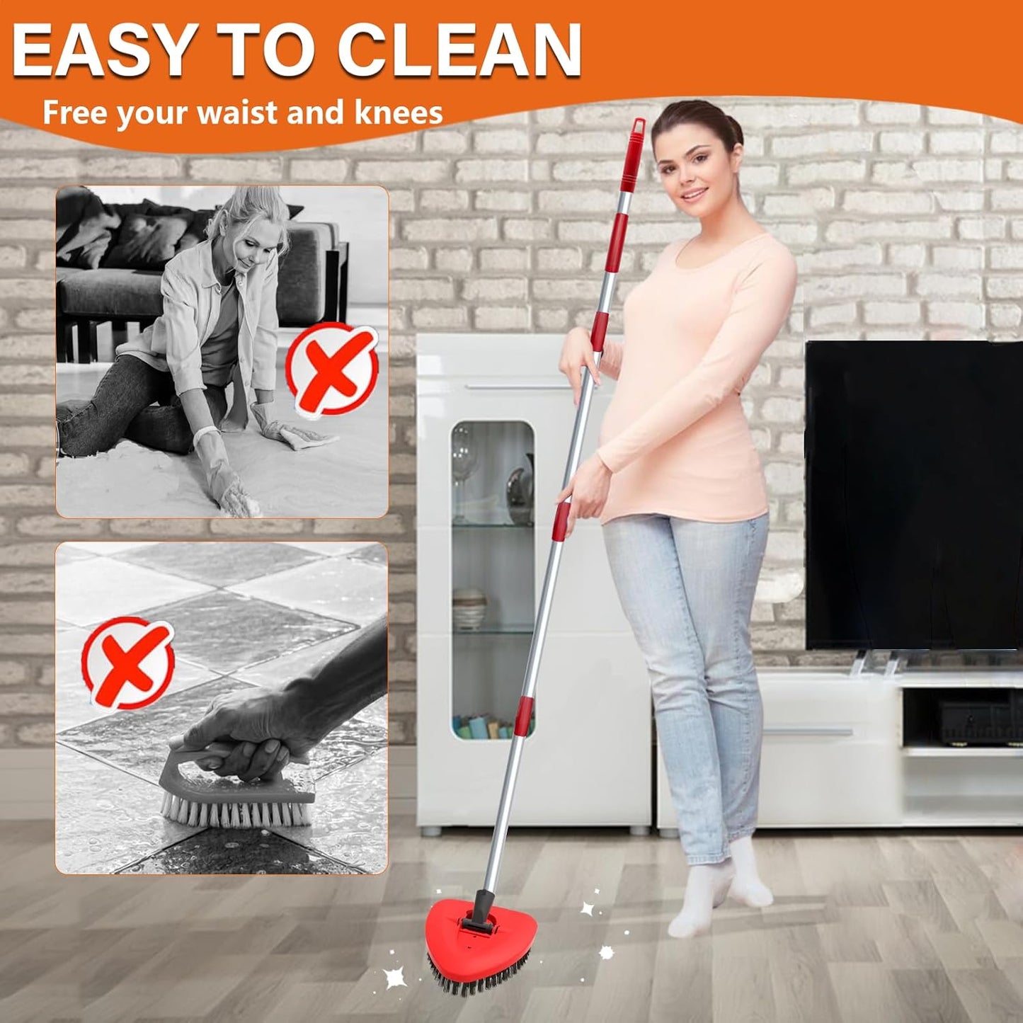 Fatmass 2 Pack Upgraded Spin Mop Replace Scrub Mop Brush Compatible with O Cedar 2 Tank RinseClean, Great for Kitchen, Deck, Bathroom and Shower Floor Scrubber
