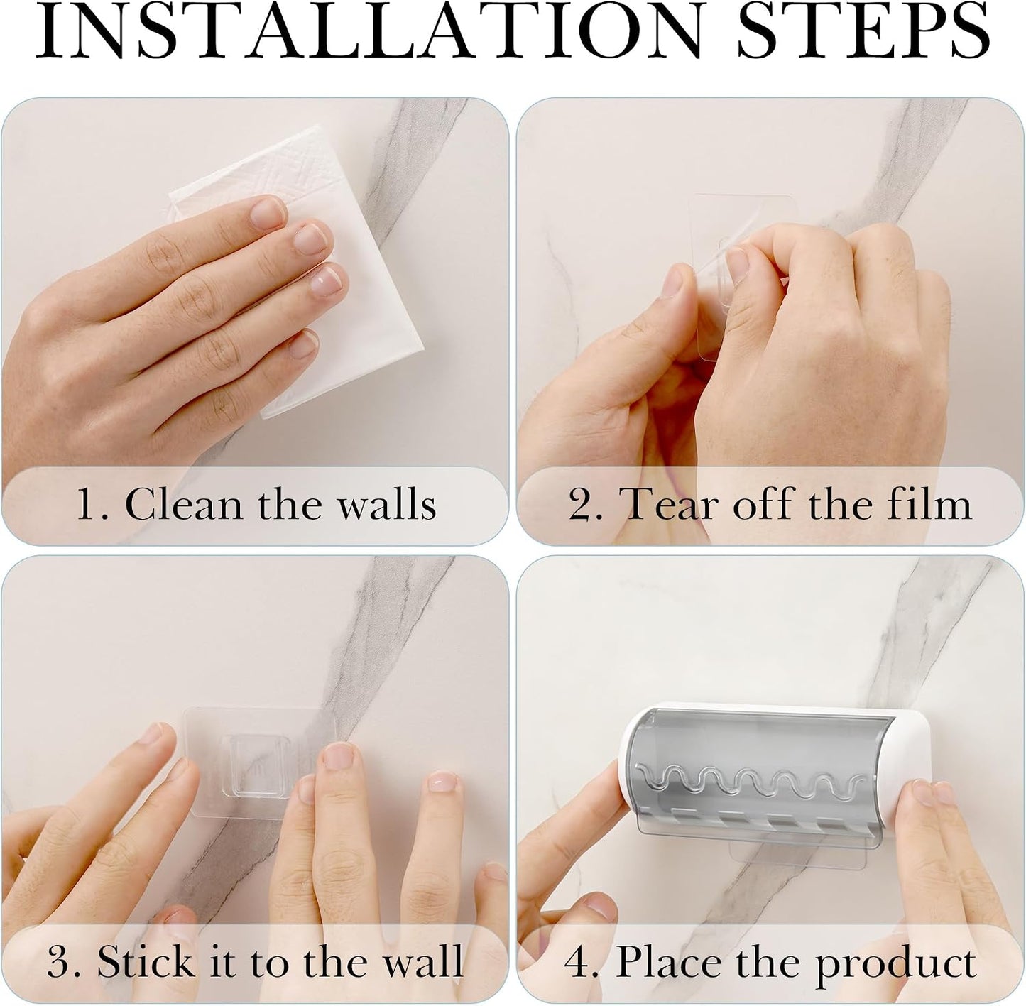 1 PCS Self Adhesive Toothbrush Holder with Cover for Bathroom, 5-Slot Wall Mounted Toothbrush Organizer Rack for Shower, Dorm, Cabinet