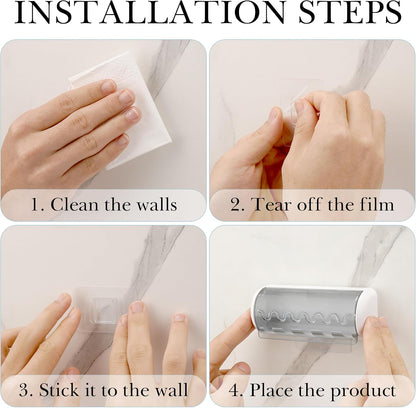 1 PCS Self Adhesive Toothbrush Holder with Cover for Bathroom, 5-Slot Wall Mounted Toothbrush Organizer Rack for Shower, Dorm, Cabinet